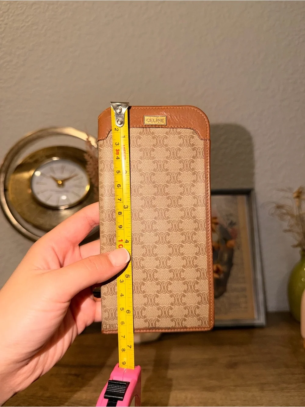 Vintage Celine Tan & Brown Macadam Soft Glasses Sleeve Case